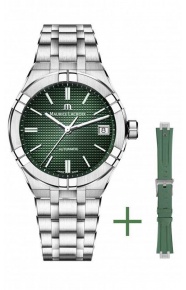 Maurice Lacroix Aikon Automatic Date ∅39mm - 20 ATM, Esfera verde, Brazalete de Acero + caucho verde