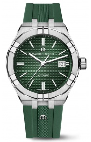 Maurice Lacroix Aikon Automatic Date ∅42 mm - 20 ATM, Esfera verde, Brazalete de Caucho verde