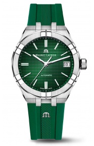 Maurice Lacroix Aikon Automatic Date ∅39 mm - 20 ATM, Esfera verde, Brazalete de Caucho verde.
