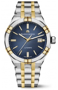 Maurice Lacroix Aikon Automatic Date ∅42 mm - 20 ATM, Esfera azul acero y oro amarillo, Brazalete