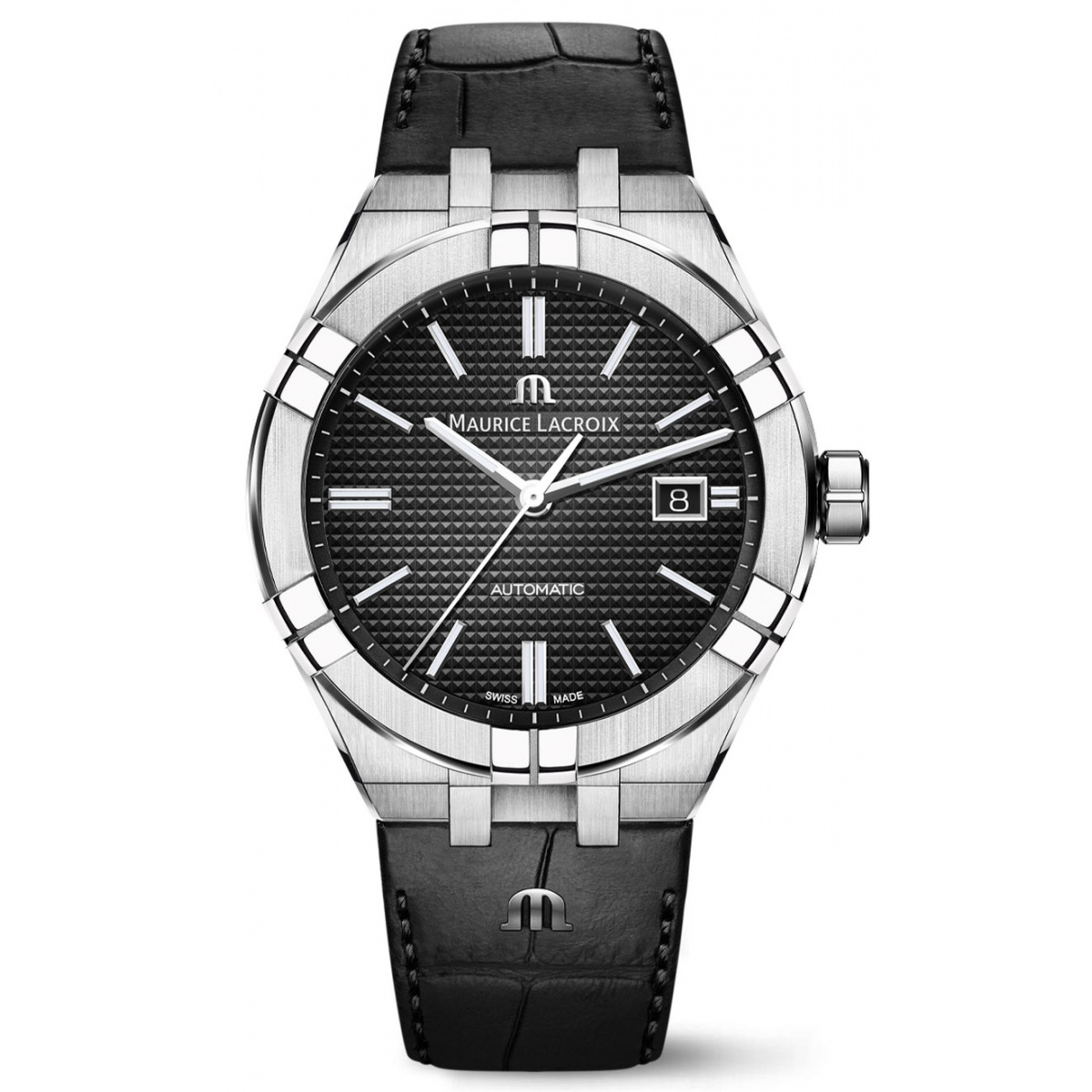 Maurice Lacroix Aikon Automatic Date ∅42 mm - 20 ATM, Esfera negra, Brazalete de piel negra