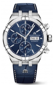 Maurice Lacroix Aikon Automatic Chronograph ∅44 mm - 20 ATM, Esfera azul/azul, Brazalete de piel azul
