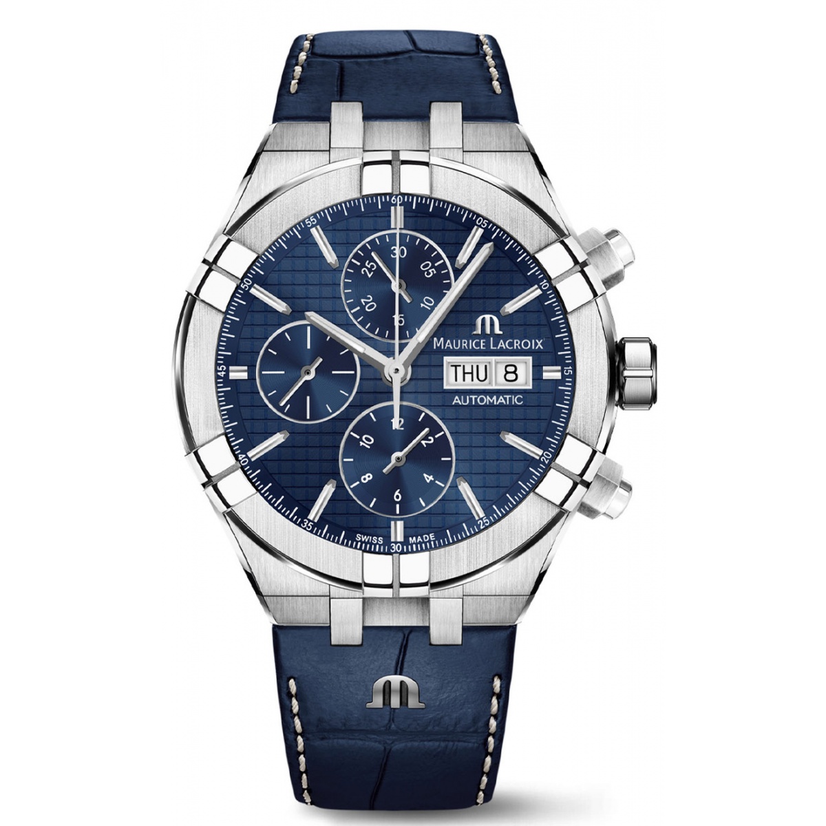 Maurice Lacroix Aikon Automatic Chronograph ∅44 mm - 20 ATM, Esfera azul/azul, Brazalete de piel azul
