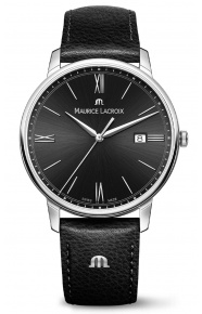 Maurice Lacroix Eliros Date ∅40 mm - 5 ATM, Esfera negra, Brazalete de piel negra