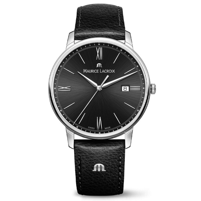 Maurice Lacroix Eliros Date ∅40 mm - 5 ATM, Esfera negra, Brazalete de piel negra