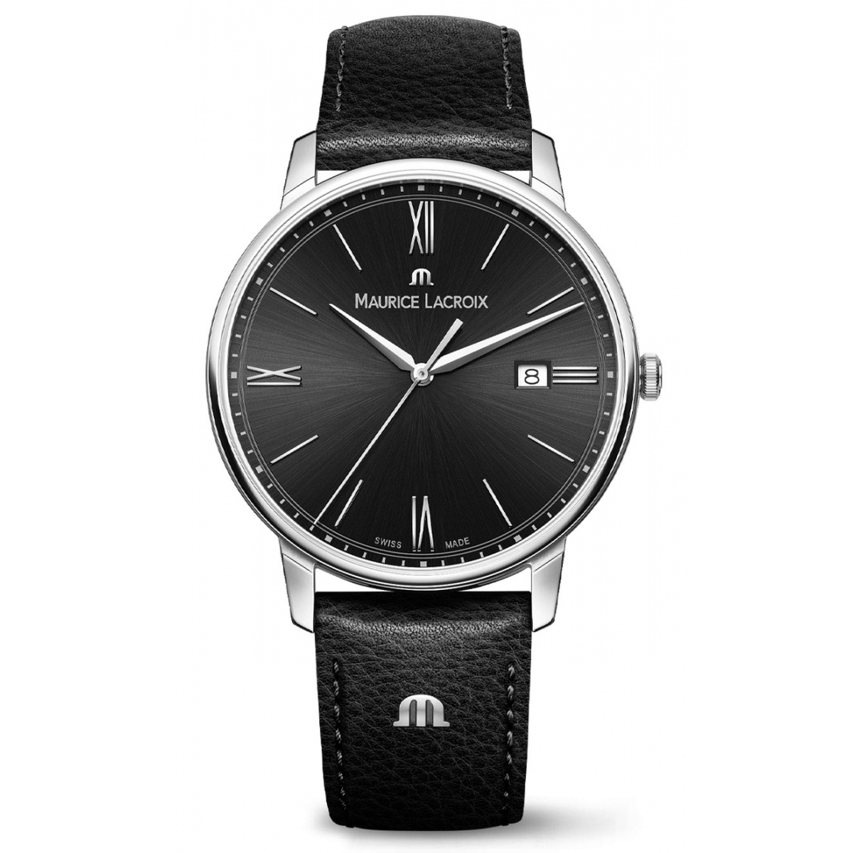 Maurice Lacroix Eliros Date ∅40 mm - 5 ATM, Esfera negra, Brazalete de piel negra