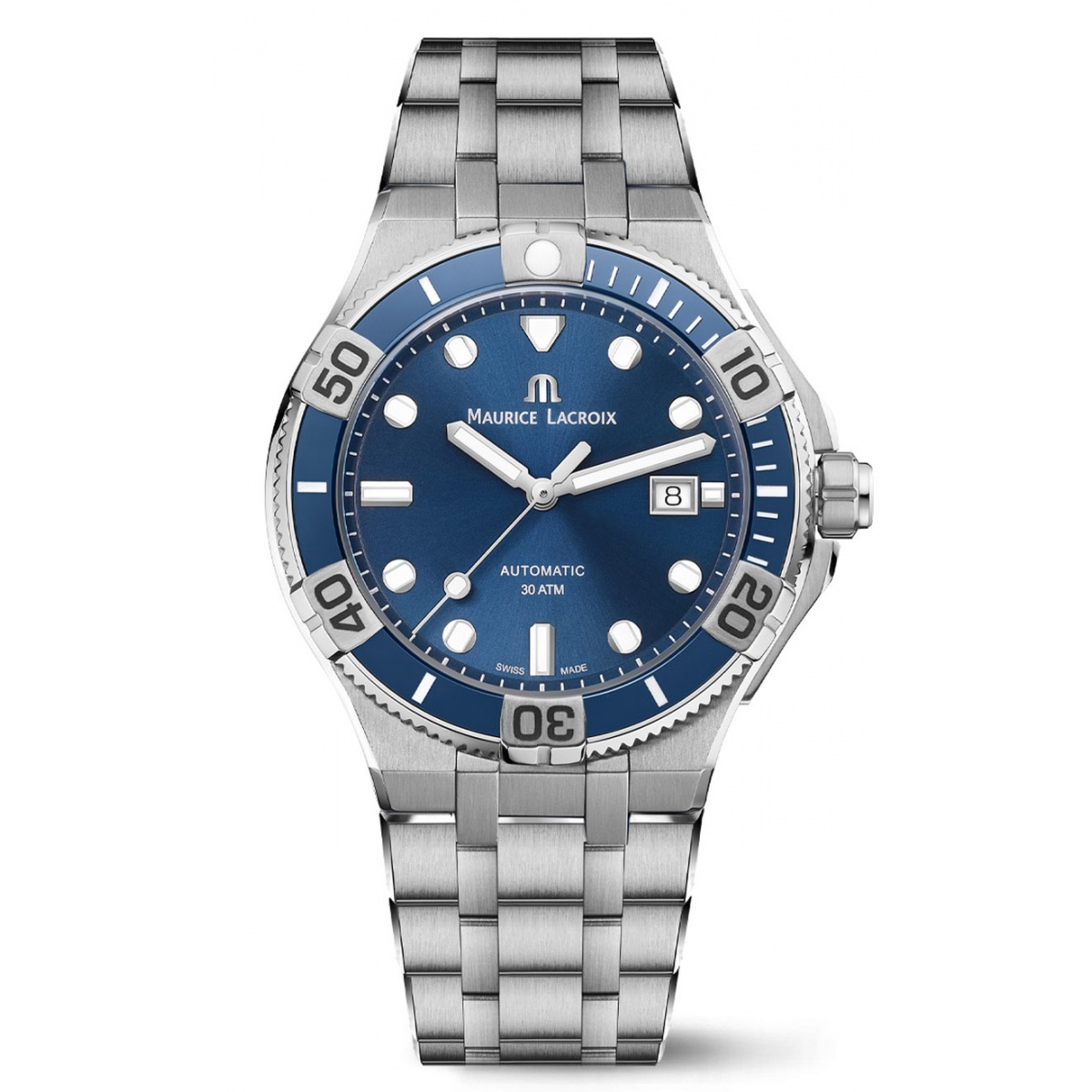 Maurice Lacroix Aikon Automatic Venturer ∅43 mm - 30 ATM, Esfera azul, Brazalete de Acero