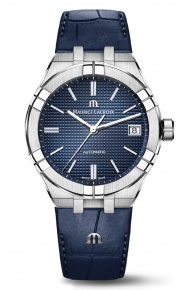 Maurice Lacroix Aikon Automatic Date ∅39 mm - 20 ATM, Esfera azul, Brazalete de piel azul