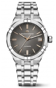 Maurice Lacroix Aikon Automatic Date ∅39 mm - 20 ATM, Esfera gris indices oro rosa, Brazalete de acero