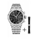 Maurice Lacroix Aikon Automatic Chronograph ∅44 mm - 20 ATM, Esfera negra, Brazalete de piel negra + Brazalete de acero