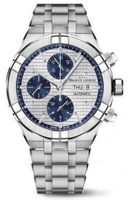 Maurice Lacroix Aikon Automatic Chronograph ∅44 mm - 20 ATM, Esfera gris/azul, Brazalete de acero