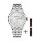 Maurice Lacroix Aikon Automatic Date ∅39 mm - 20 ATM, Esfera gris , Brazalete de acero + brazalete de piel marrón