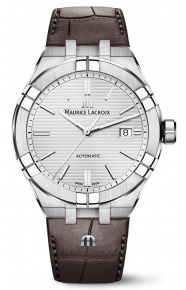 Maurice Lacroix Aikon Automatic Date ∅42 mm - 20 ATM, Esfera gris , Brazalete de piel marrón