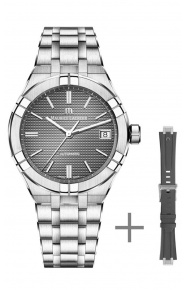 Maurice Lacroix Aikon Automatic ∅39 mm - 20 ATM, Esfera gris, Brazalete de Acero + brazalete de caucho gris