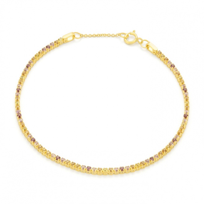 Pulsera de oro amarillo 18kt con zafiros multicolor Rhodolite y Sapphire 1,50 ct total