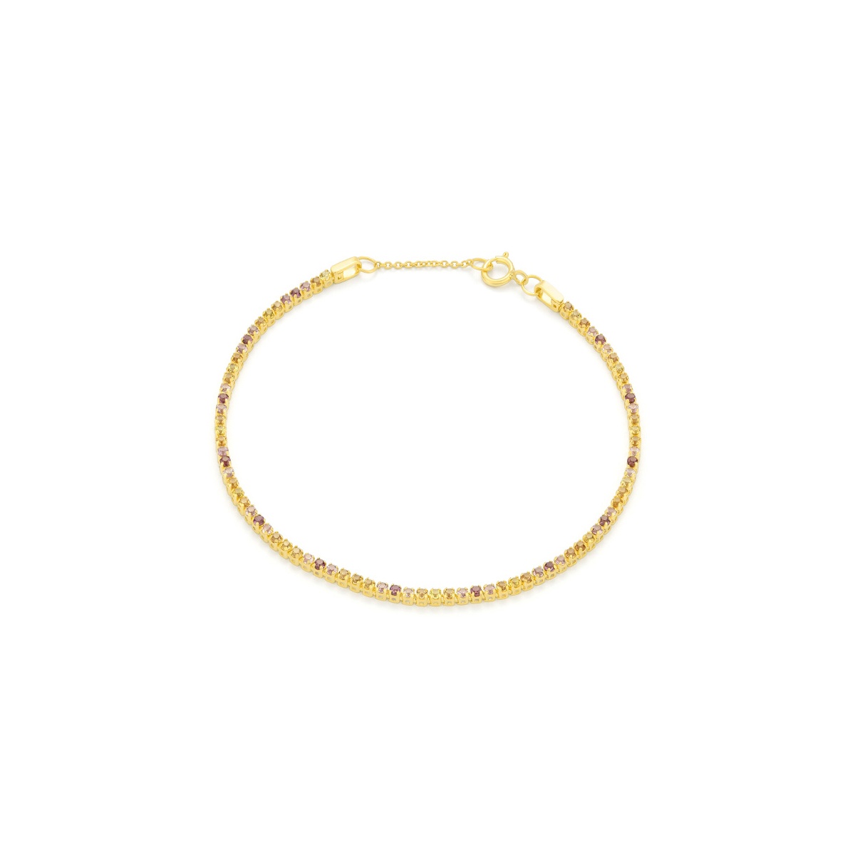 Pulsera de oro amarillo 18kt con zafiros multicolor Rhodolite y Sapphire 1,50 ct total