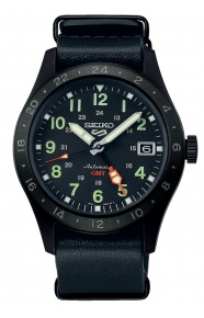 Seiko 5 Sports Gmt Automático ∅39 mm - 100M, Esfera negra, caja negra brazalete de piel negro