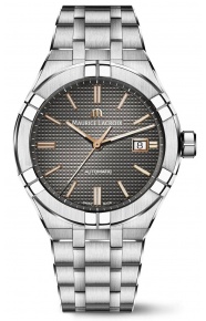 Reloj Maurice Lacroix Aikon Automatic Date ∅42 mm - 20 ATM, Esfera gris indices oro rosa, Brazalete de acero
