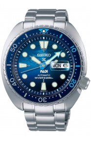 Seiko Prospex Diver's PADI King Turtle ∅45 mm - 200M, Esfera azul, bisel azul, brazalete de acero