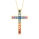 olgante Cruz de oro amarillo con zafiros multicolor (2,00 Ct. total)