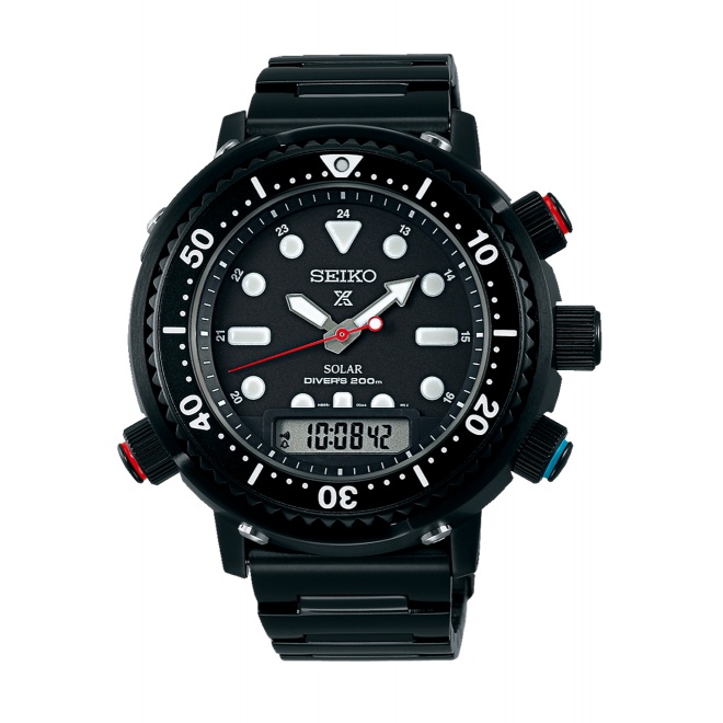 Seiko Prospex Diver's Solar Analógico-Digital ∅46,9 mm - 200M, Esfera negra, brazaelte