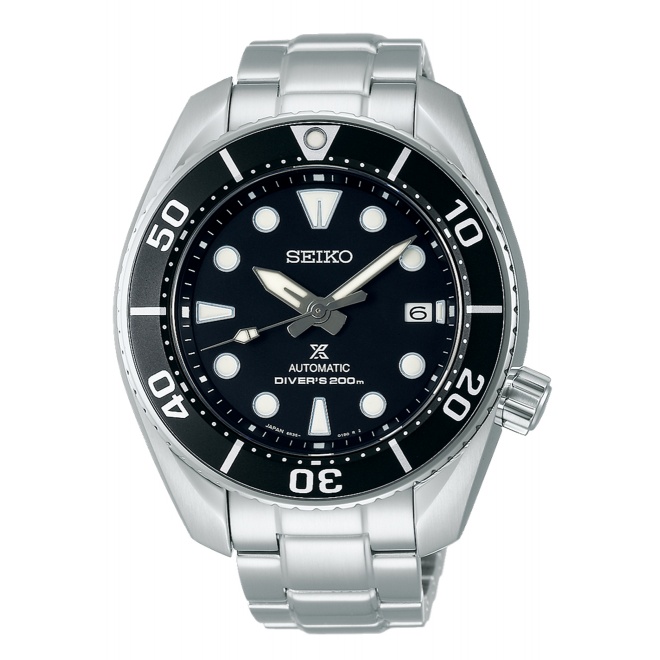 Seiko Prospex Diver's Sumo Automático 6R ∅45 mm - 200M, Esfera negra, bisel negro, brazalete de acero