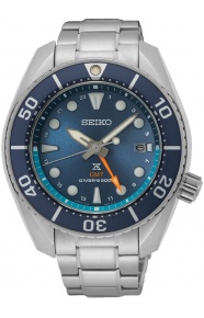 Seiko Prospex Sumo Solar GMT ∅45 mm - 200M, Esfera azul, bisel azul, brazalete de acero