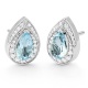 Pendientes de oro blanco de 18K con aguamarinas azules en talla pera de 1,44 cts y diamantes 0,40 cts 54 piedras, 6,46 gr