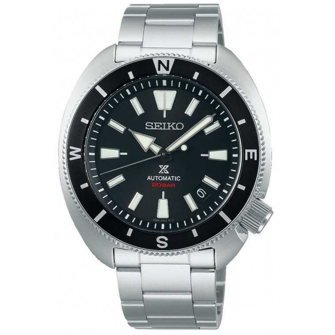 Seiko Prospex Tierra Tortuga Automático ∅42,4 mm - 200M, Esfera negra, bisel negro, brazalete de acero