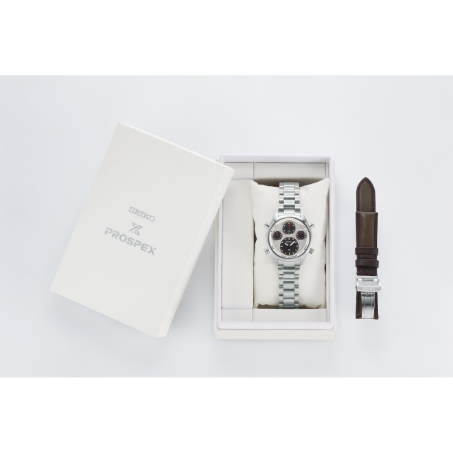 Seiko Prospex Speedtimer Solar Crono ∅42 mm - 10 ATM, Esfera blanca, brazalete + correa extra piel marrón. edición limitada