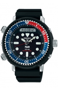 Seiko Prospex Diver's PADI Solar Ana-Digi ∅47,8 mm - 200M, Esfera negra, brazalete de silicona negra