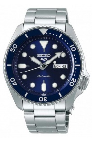 Seiko 5 Sports Automático ∅42,5 mm - 100M, Esfera azul, bisel azul, brazalete de acero