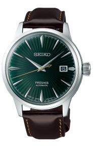 Seiko Presage Cocktail Automático 4R35 ∅42,5 mm - 50M, Esfera verde, brazalete de piel marrón