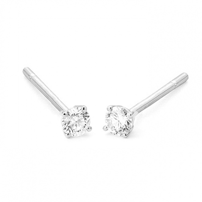 Pendientes de oro blanco y diamantes con montura de 4 garras | Selecciona el quilataje que desees