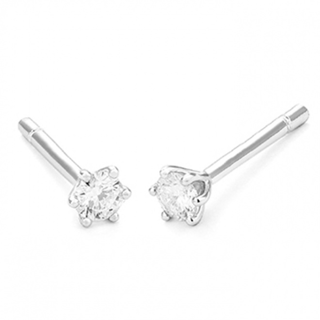 Pendientes de oro blanco y diamantes con montura de 6 garras | Selecciona el quilataje que desees