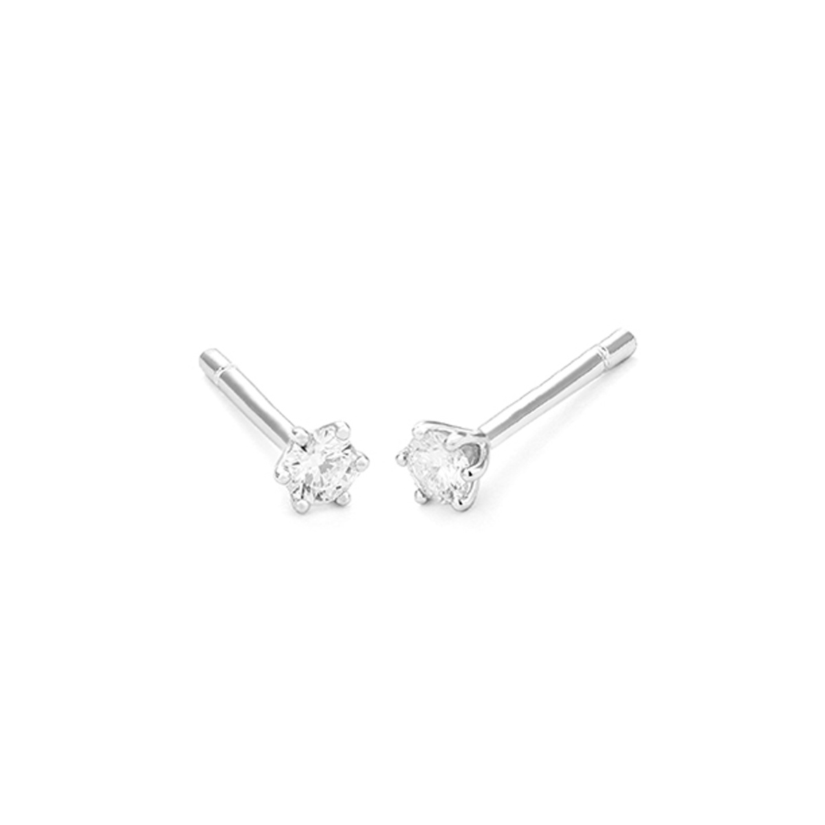 Pendientes de oro blanco y diamantes con montura de 6 garras | Selecciona el quilataje que desees