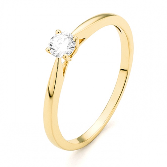Anillo de compromiso de oro con diamante central sujeto con 4 garras | Selecciona el quilataje que desees