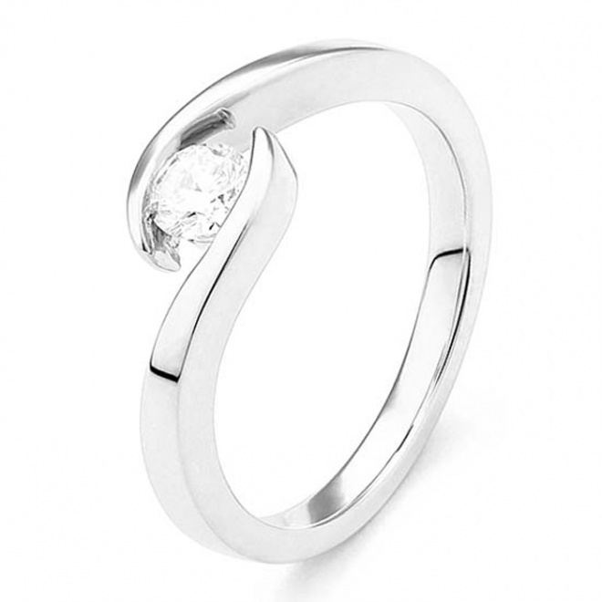 Anillo de compromiso oro blanco con diamante central | Selecciona el quilataje que desees