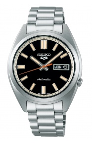 Seiko 5 Sports SNXS Style ∅37,4 mm - 100M, Esfera negra, brazalete de acero