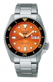 Seiko 5 SKX Sports Style Automático ∅38 mm - 100M, Esfera naranja, bisel negro, brazalete de acero
