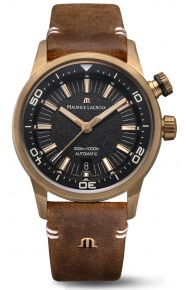 Maurice Lacroix PONTOS S Diver Bronze ∅42 mm - 30 ATM Esfera negra, Brazalete de piel marrón. Edición Limitada