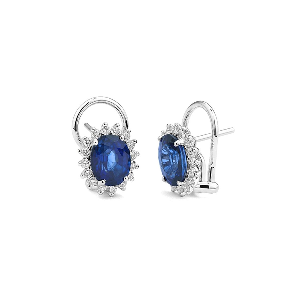 Pendientes de oro blanco con zafiro 4.64 cts y diamantes
