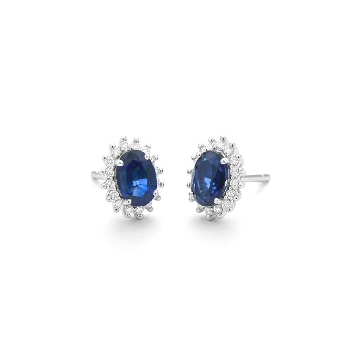 Pendientes de oro blanco con zafiro 2.10 cts y diamantes