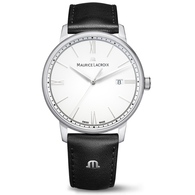 Reloj Maurice Lacroix Eliros Date ∅40 mm - 5 ATM, Esfera blanca, Brazalete de piel negra