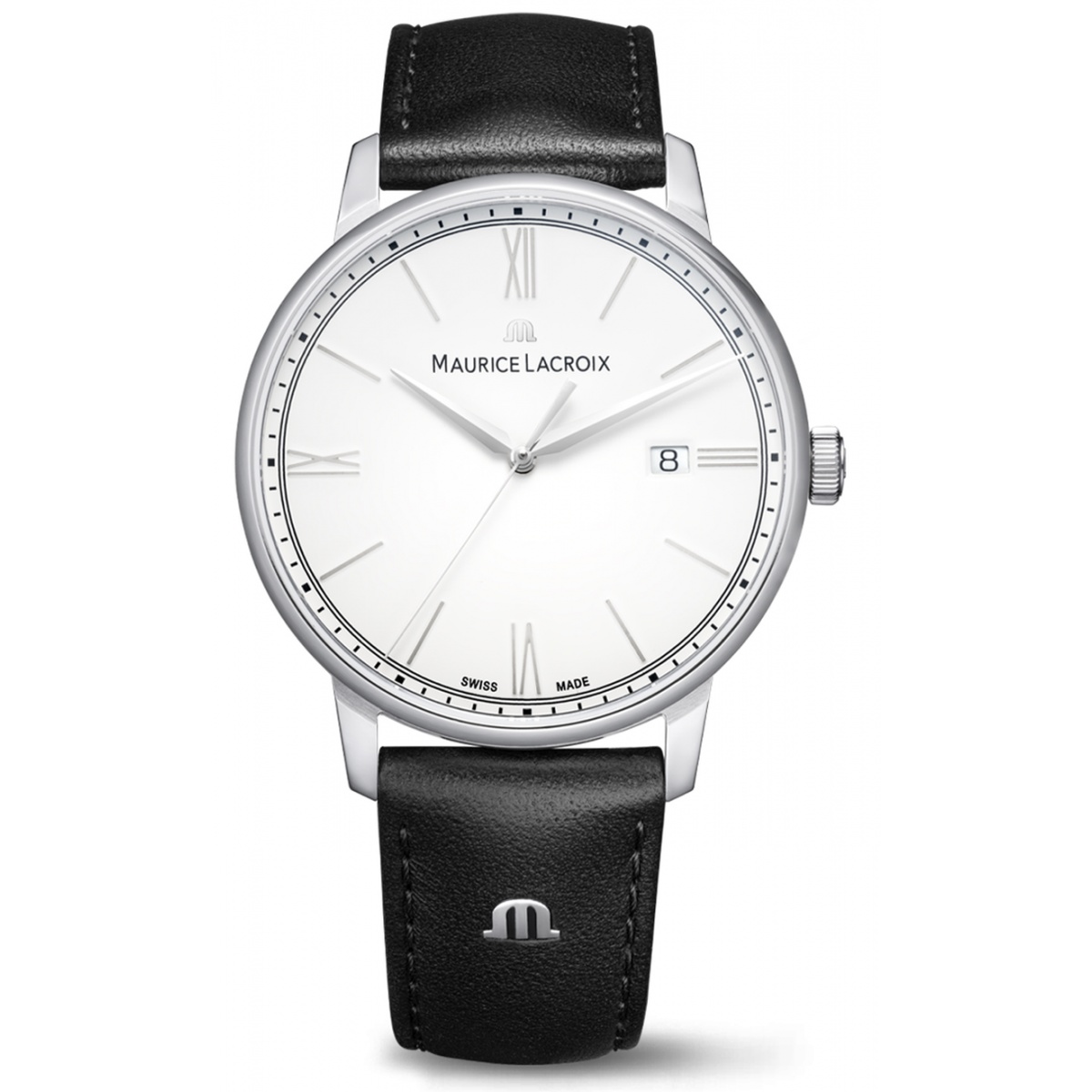 Reloj Maurice Lacroix Eliros Date ∅40 mm - 5 ATM, Esfera blanca, Brazalete de piel negra