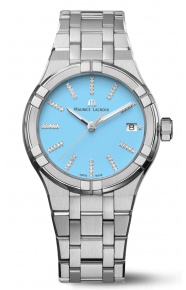 Maurice Lacroix Aikon Quartz Colours Edition ∅35 mm - 10 ATM Esfera azul con 56 diamantes, Brazalete de Acero