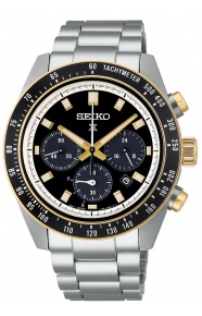 Seiko Prospex Speedtimer Solar bisel negro ∅41,4 mm - 100M, Esfera negra, brazalete de acero
