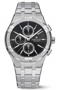Maurice Lacroix Aikon Quartz Chronograph ∅42 mm - 10 ATM, Esfera negra, Brazalete de acero