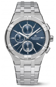 Maurice Lacroix Aikon Quartz Chronograph ∅42 mm - 10 ATM, Esfera azul, Brazalete de acero