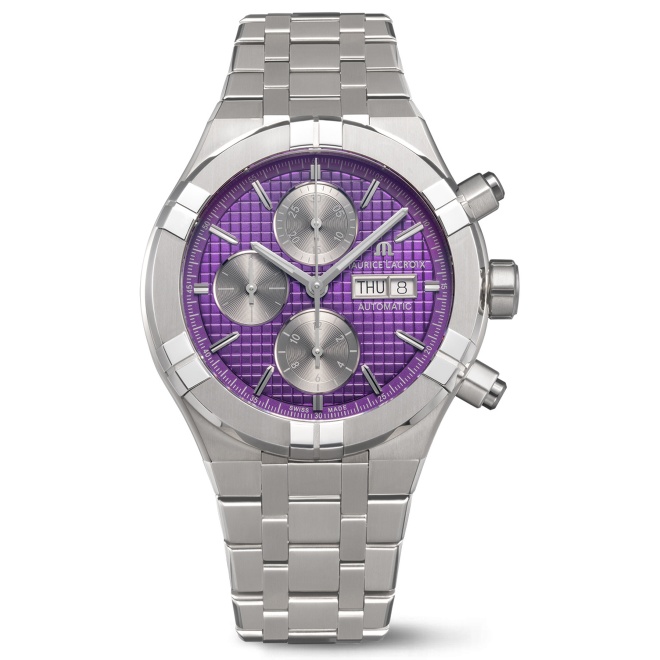 Maurice Lacroix Aikon Automatic Titanium Chronograph ∅44 mm - 20 ATM, Esfera violeta, Brazalete de acero